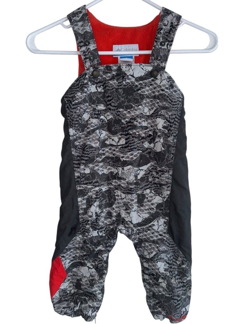 Columbia Toddler Snow Bib Overalls Sz 18M Black Gray Camo Fleece Lined
